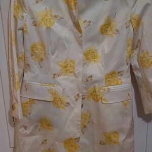 Floral Yellow and White Women's Coat
